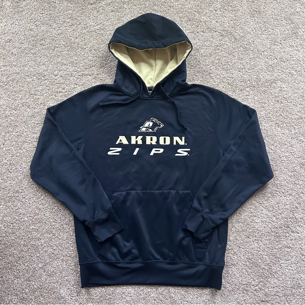 University of Akron Zip Navy Blue Hoodie Sweatshirt Size Medium - Picture 1 of 8